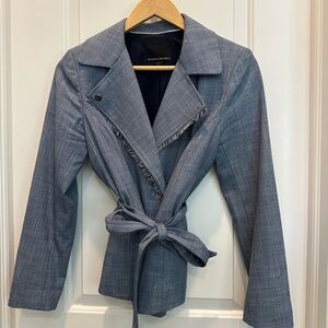 Banana Republic Women's Blue Plaid Belted Blazer